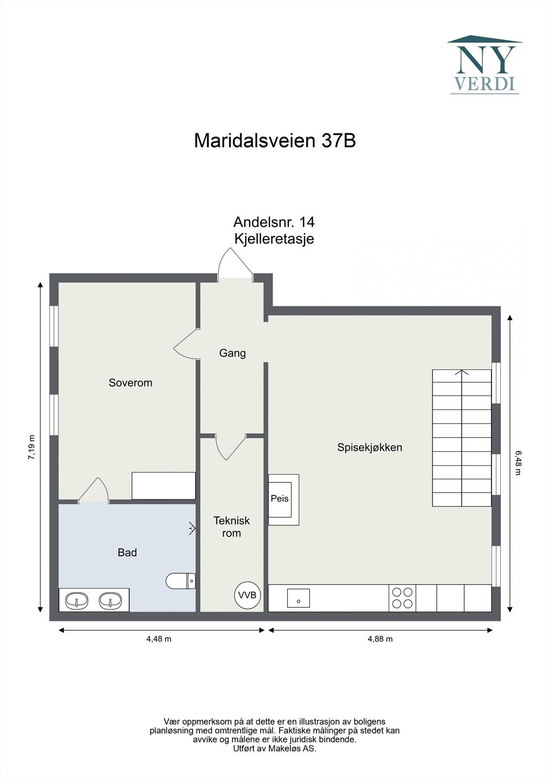 Plantegning underetasje. Galleribilde