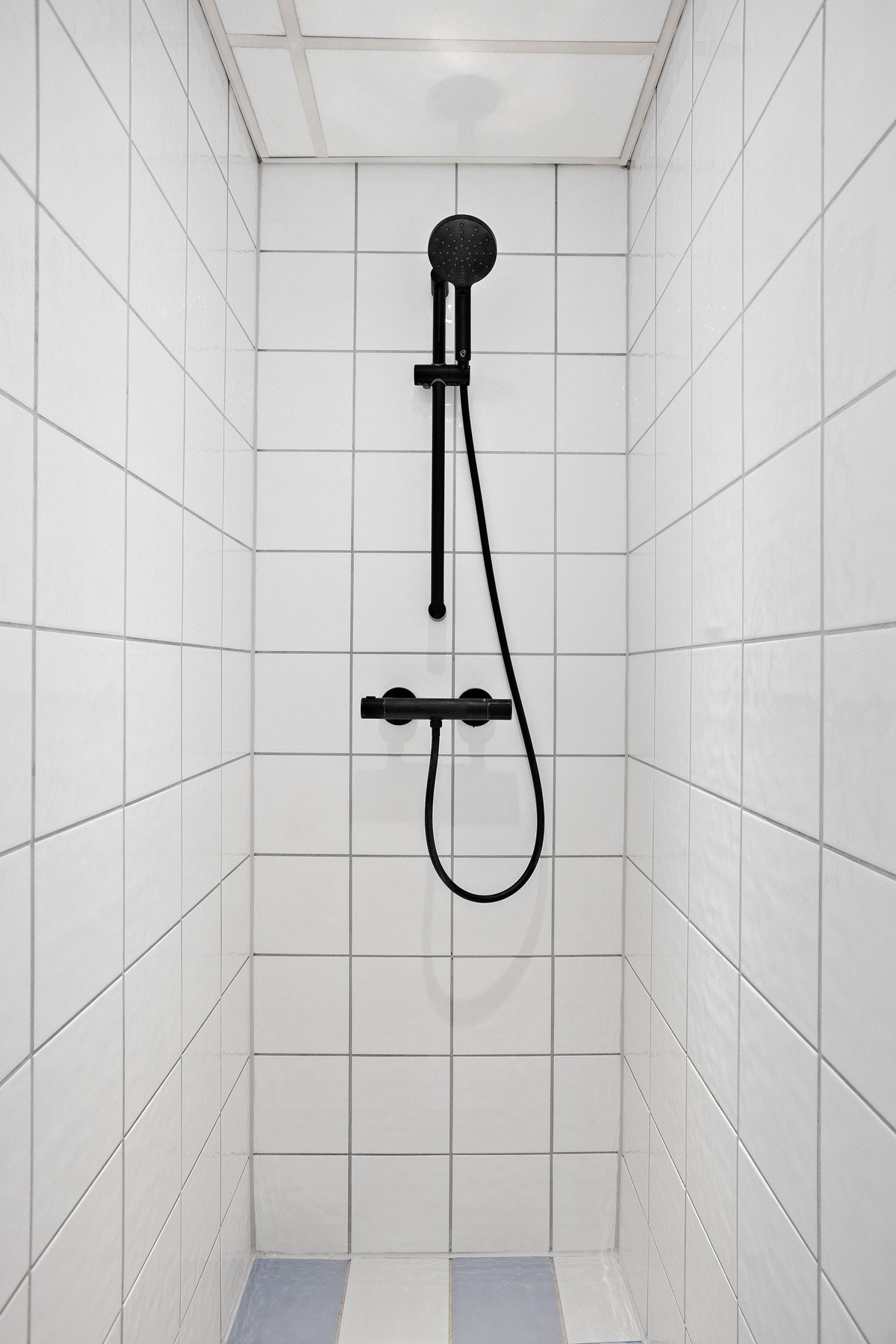 Videre er det vegghengt toalett og dusjnisje. Galleribilde