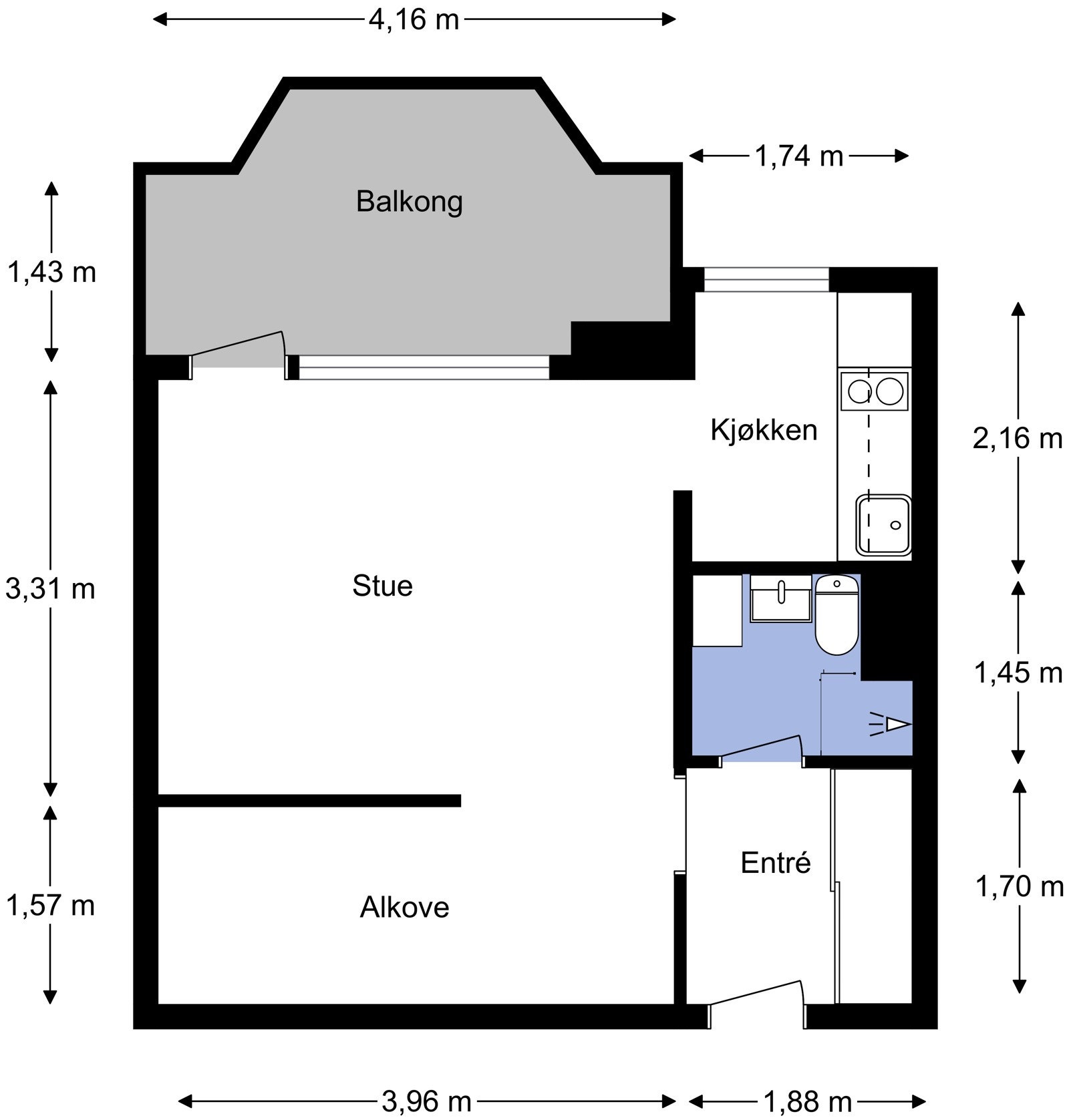Steinspranget 68 - 1. Etasje - 2D Floor Plan Galleribilde