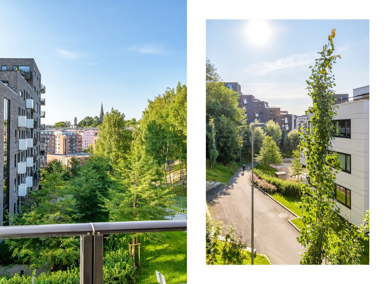 Utsikt fra balkongen mot internt fellesområde. Galleribilde