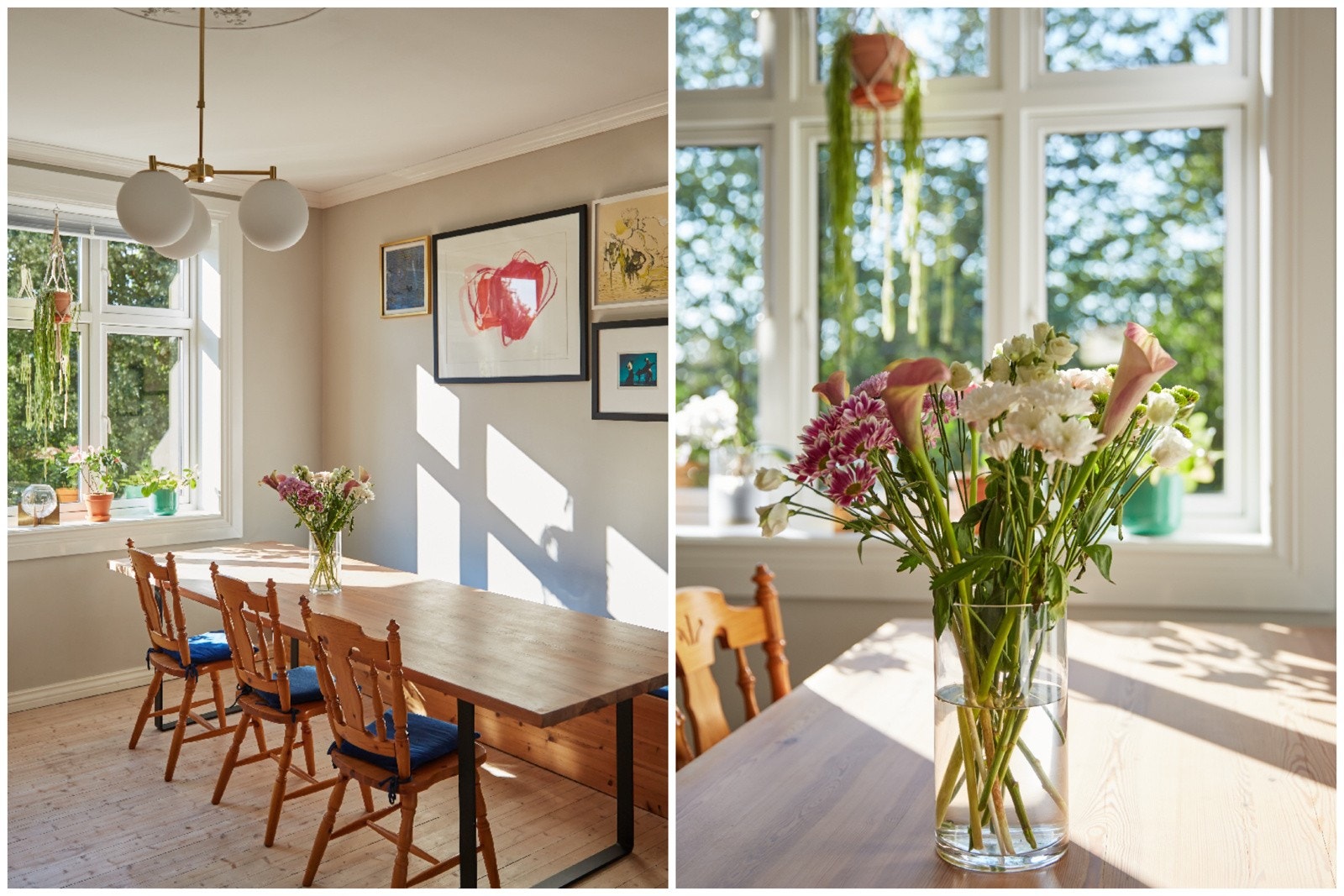 Den gjennomgående planløsningen med store klassiske vindusflater både i stuen og på kjøkkenet sørger for rikelig med naturlig lys. Alle vinduene i 3. etasje var nye i 2004, og det er fine, brede vinduskarmer for planter og dekor. Galleribilde