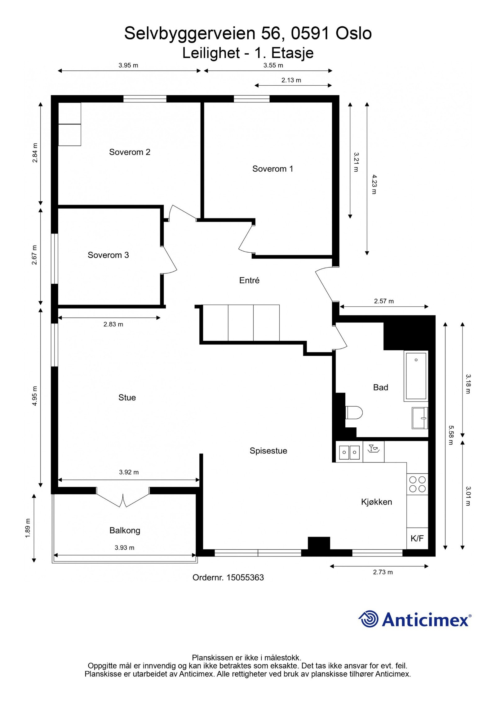Plantegning. Mulig å lage ekstra bad og ekstra soverom. Galleribilde