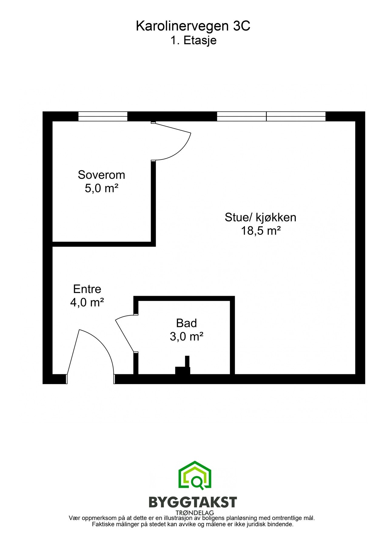 Planskisse.
Velkommen til Karolinerveien 3 C, presentert av EiendomsMegler 1 ved Stian Berg. Galleribilde