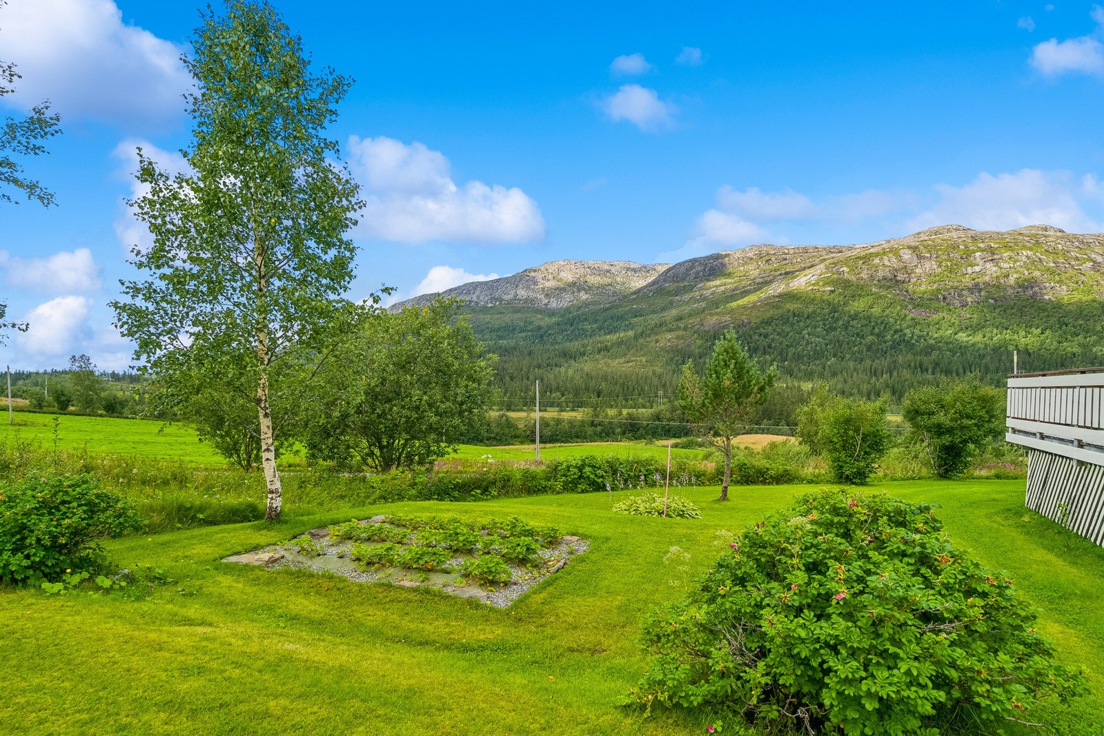 Eiendommen har en idyllisk og velstelt plen/hage Galleribilde