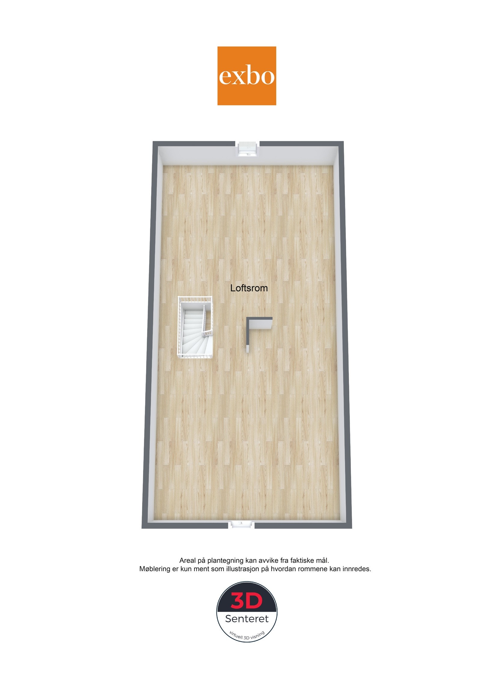 Følgende plantegning loftsetasje. Galleribilde