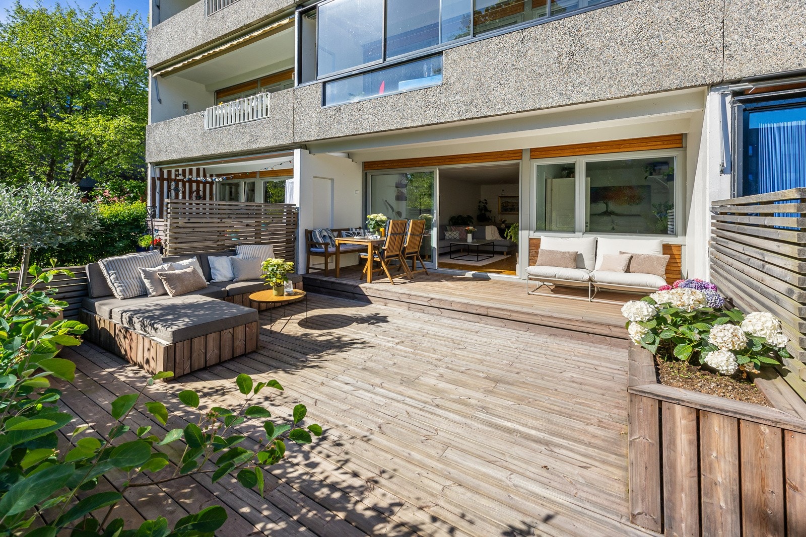 En terrasse som dette er luksus på varme sommerdager. Galleribilde