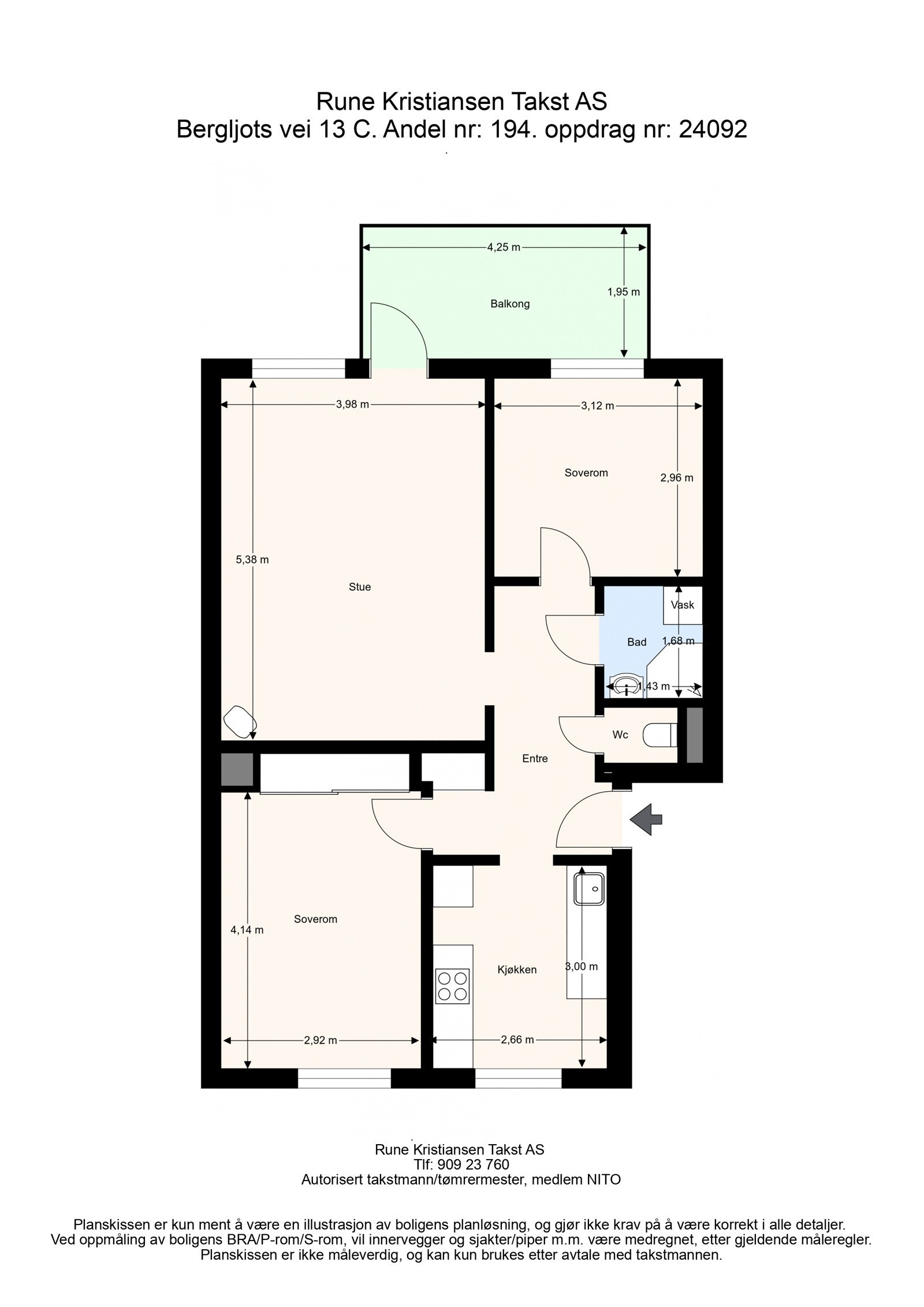 Flere beboere i område har flyttet kjøkken inn i soverom for å etablere åpen kjøkken- og stueløsning samt slått sammen bad og wc. Galleribilde