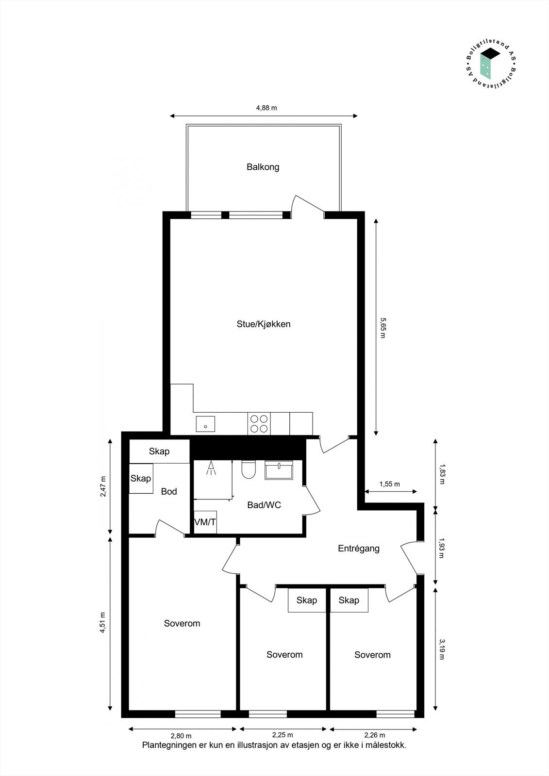 Målsatt plantegning. Galleribilde