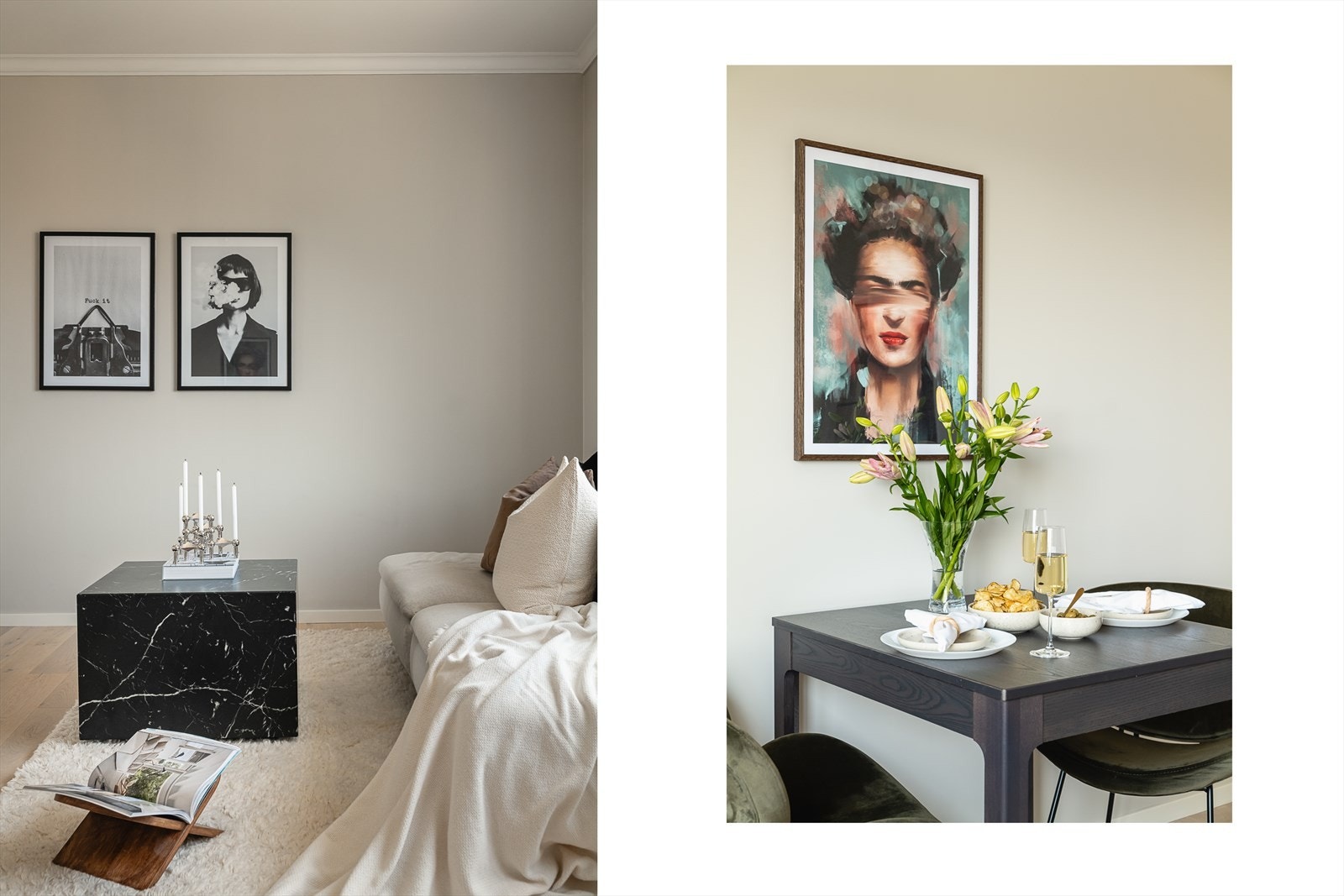 I stuen er det god plass til både sofa- og spisegruppe. Galleribilde