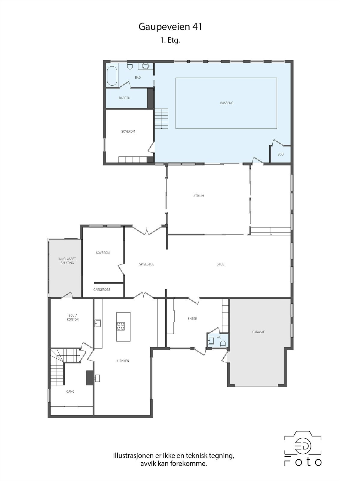 Stort hovedplan, gjør at du har alt på 1 plan. En bolig for alle livssfaser. Galleribilde