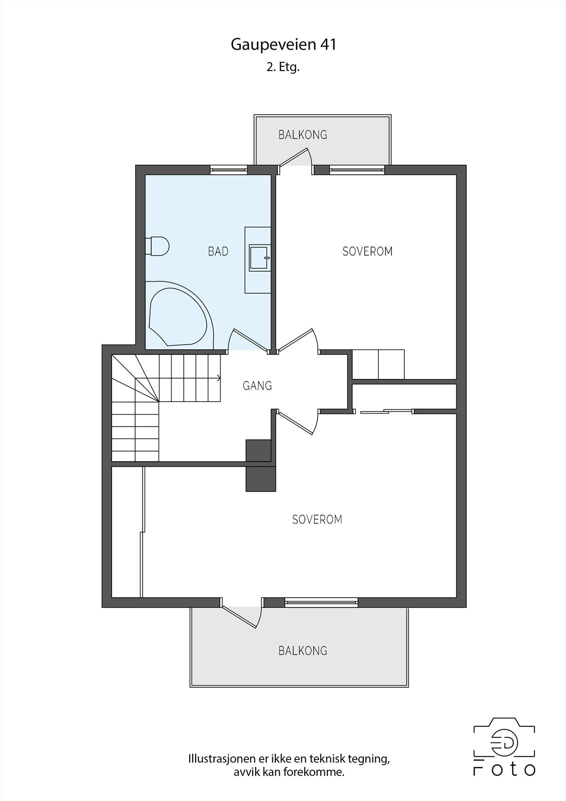 Oppe har du to gode ungdomsrom med plass til tv-krok og gaming. Romslig bad. Galleribilde