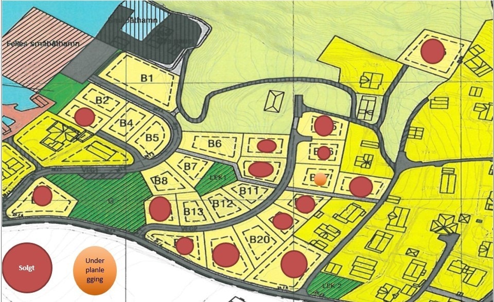 Oversikt over solgte tomter. Galleribilde