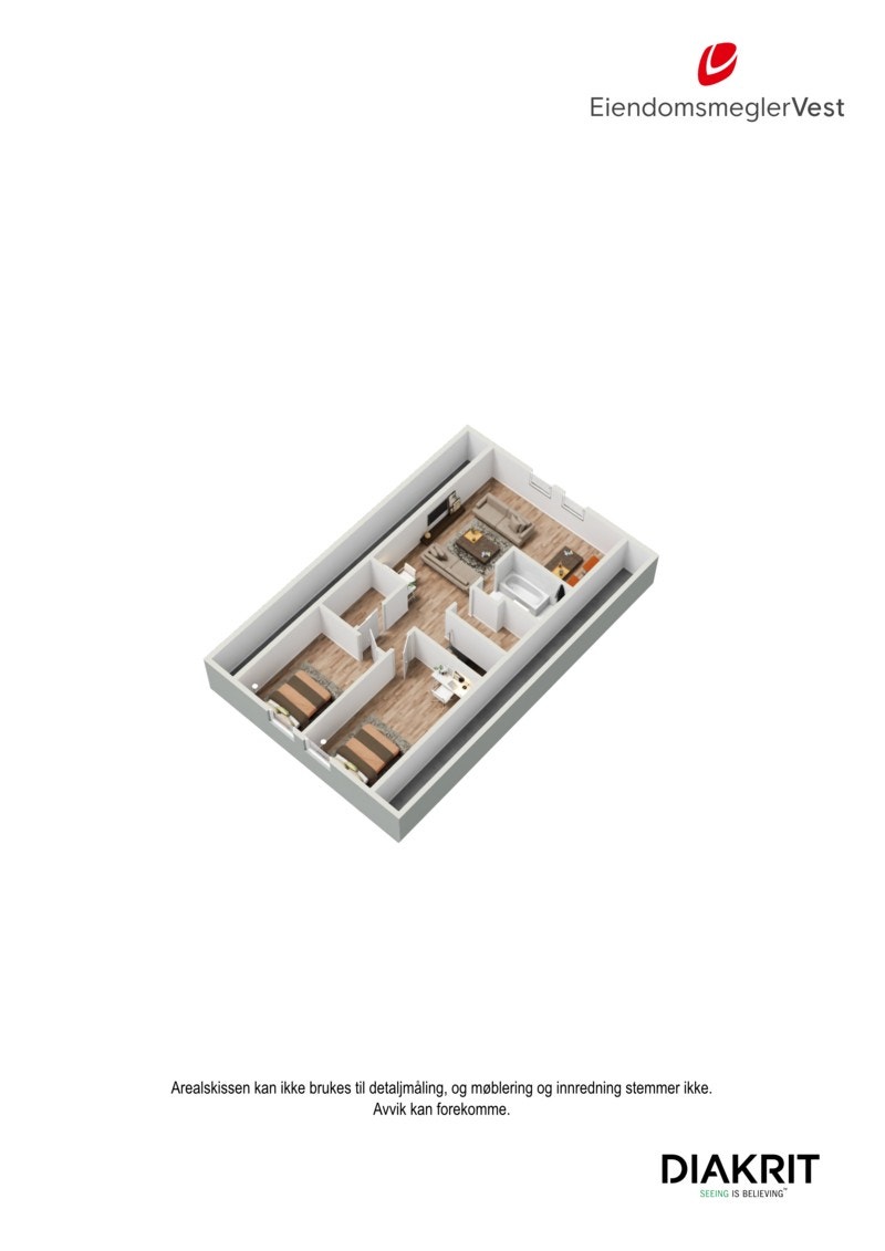 3D plantegning av loftsetasje. Galleribilde