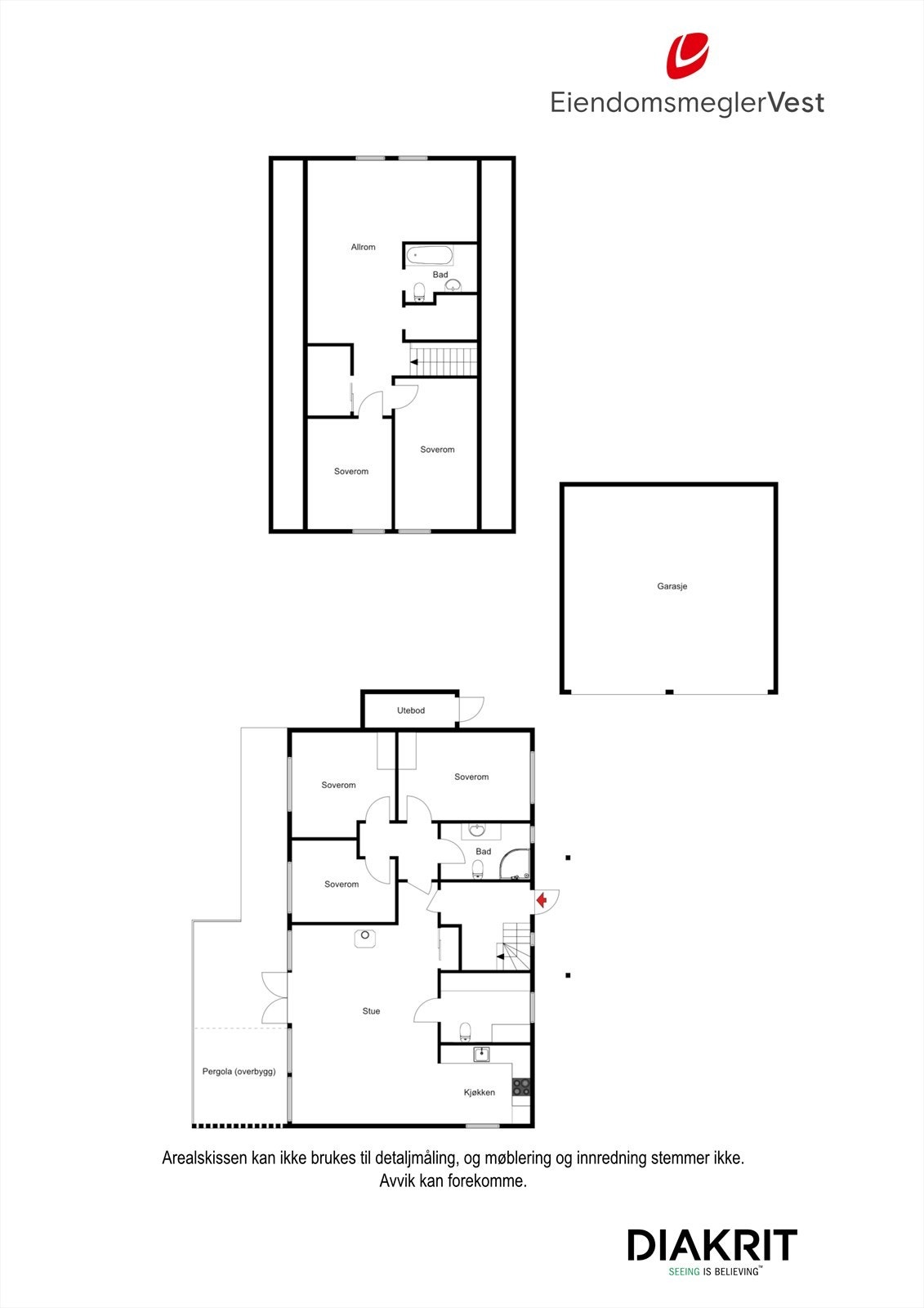 2D plantegning av huset og garasje. Galleribilde