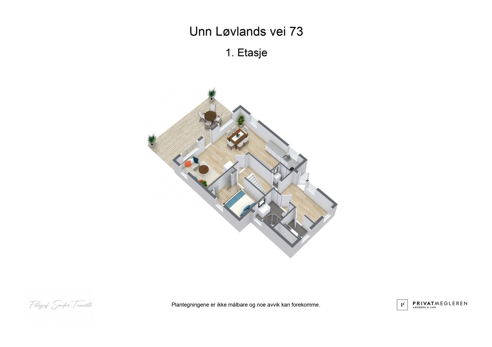 3D plantegning 1.etg. laget av fotograf Galleribilde