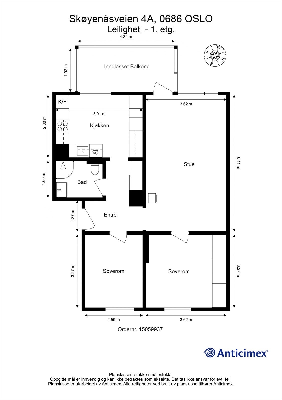 Plantegning, høy 1. etasje. Galleribilde