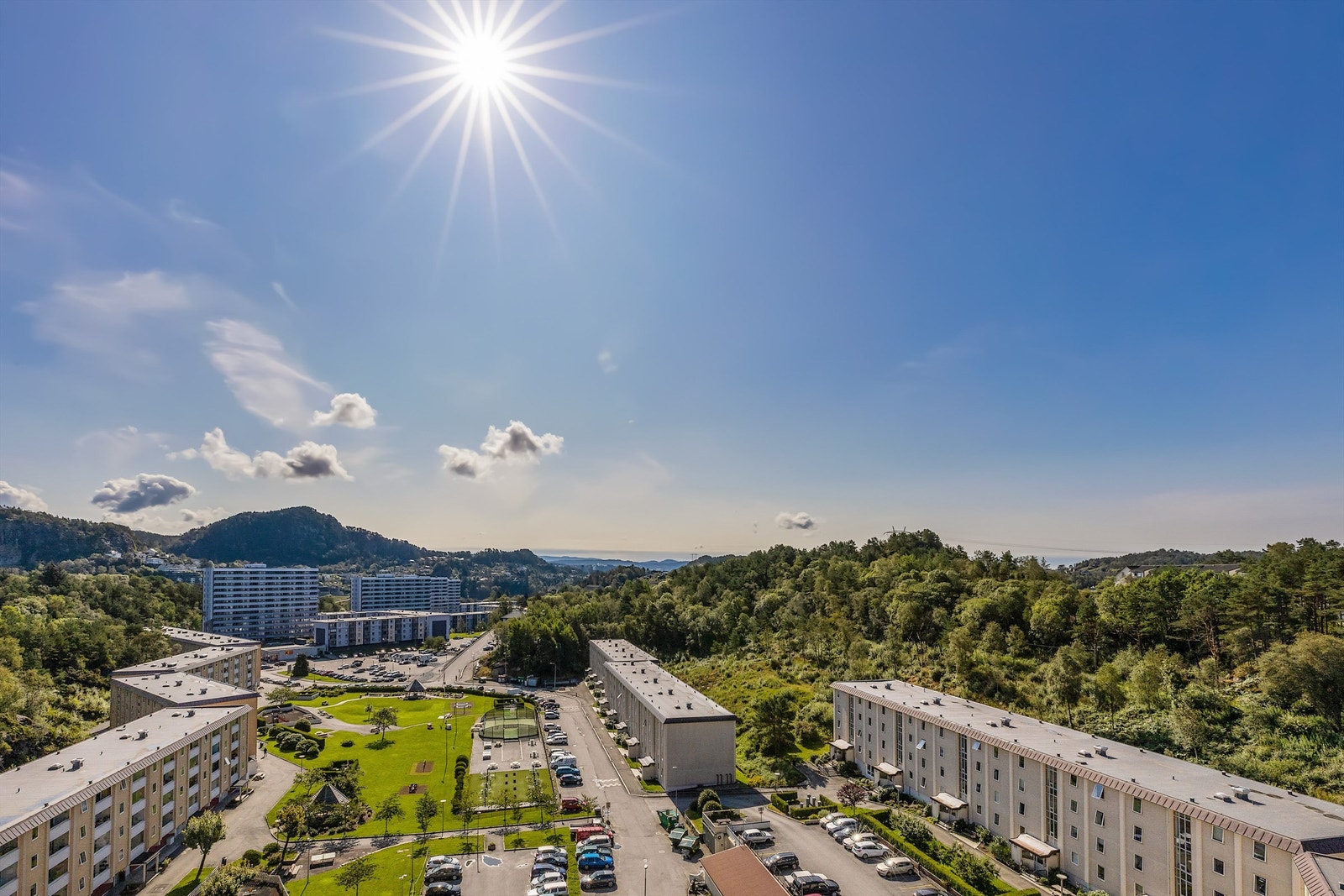 Dronefoto over nabolaget Galleribilde