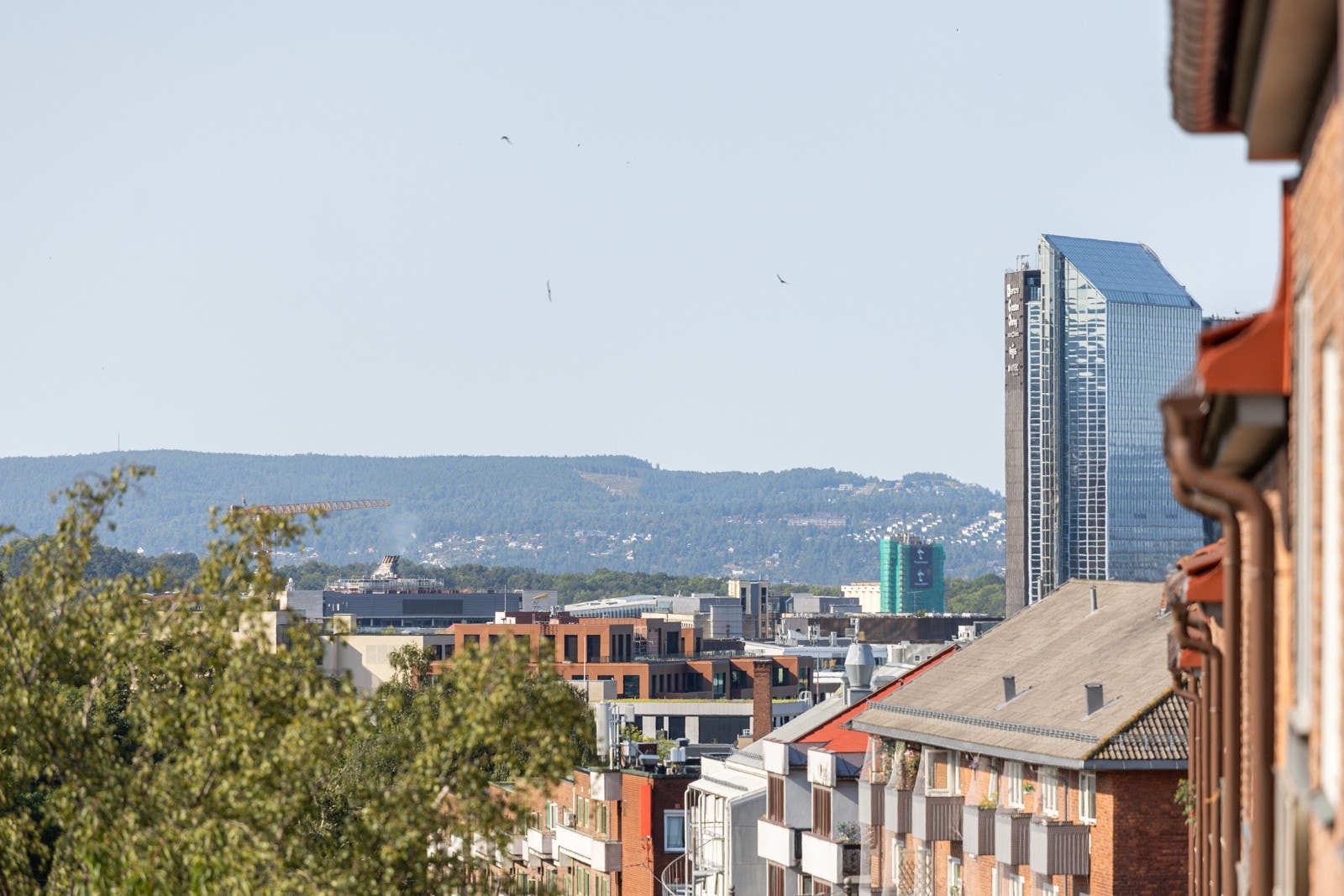 Fra soveromssiden ser man ikke bare ned i bakgården, men også ned mot sentrum. Galleribilde