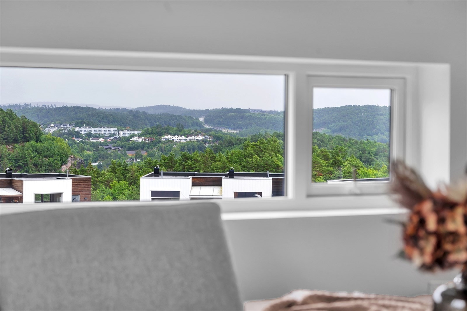 Utsikt fra sofavindu mot sørlandsparken/ Hånes Galleribilde