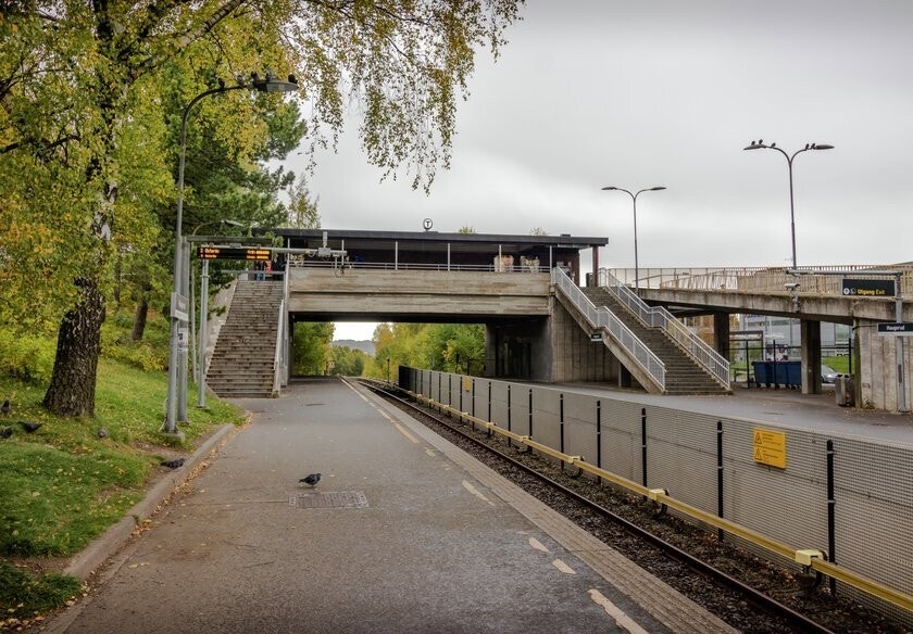 Det er bare ca 700 meters gange til Haugerud T-bane Galleribilde