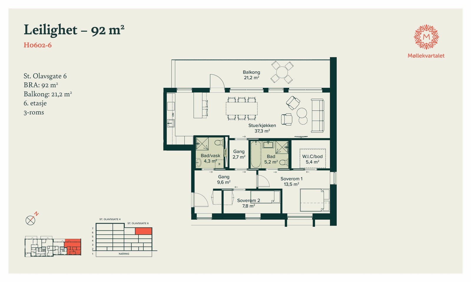 Plantegning for H0601-6 (Tidligere 602-6). Bad på hovedsoverom er endret. Tegningen er kun benyttet for å vise planløsning og det tas forebehold avvik av arealer og at tidligere arealbegrep ikke er gjeldene. Galleribilde