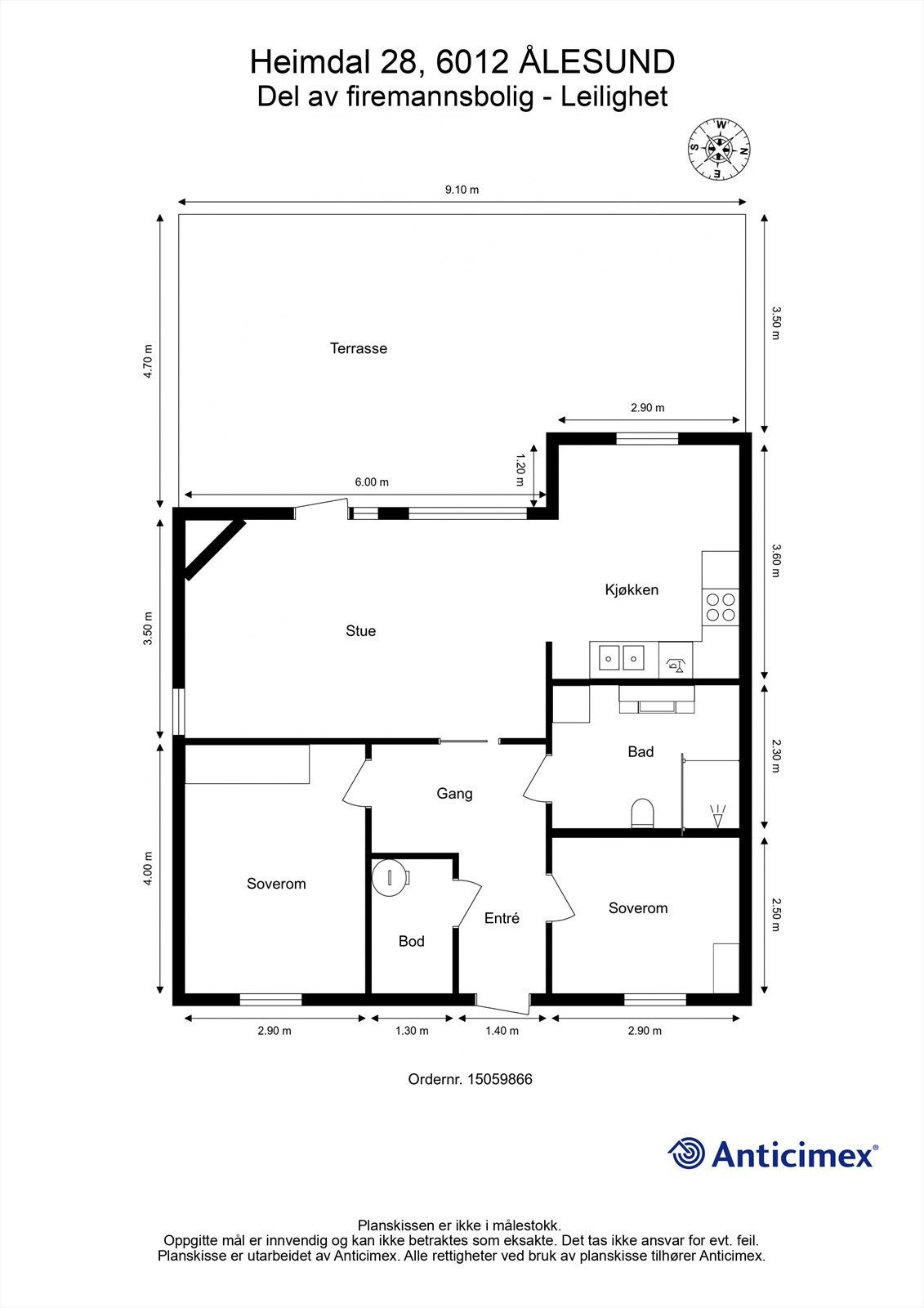 Målsatt plantegning Galleribilde