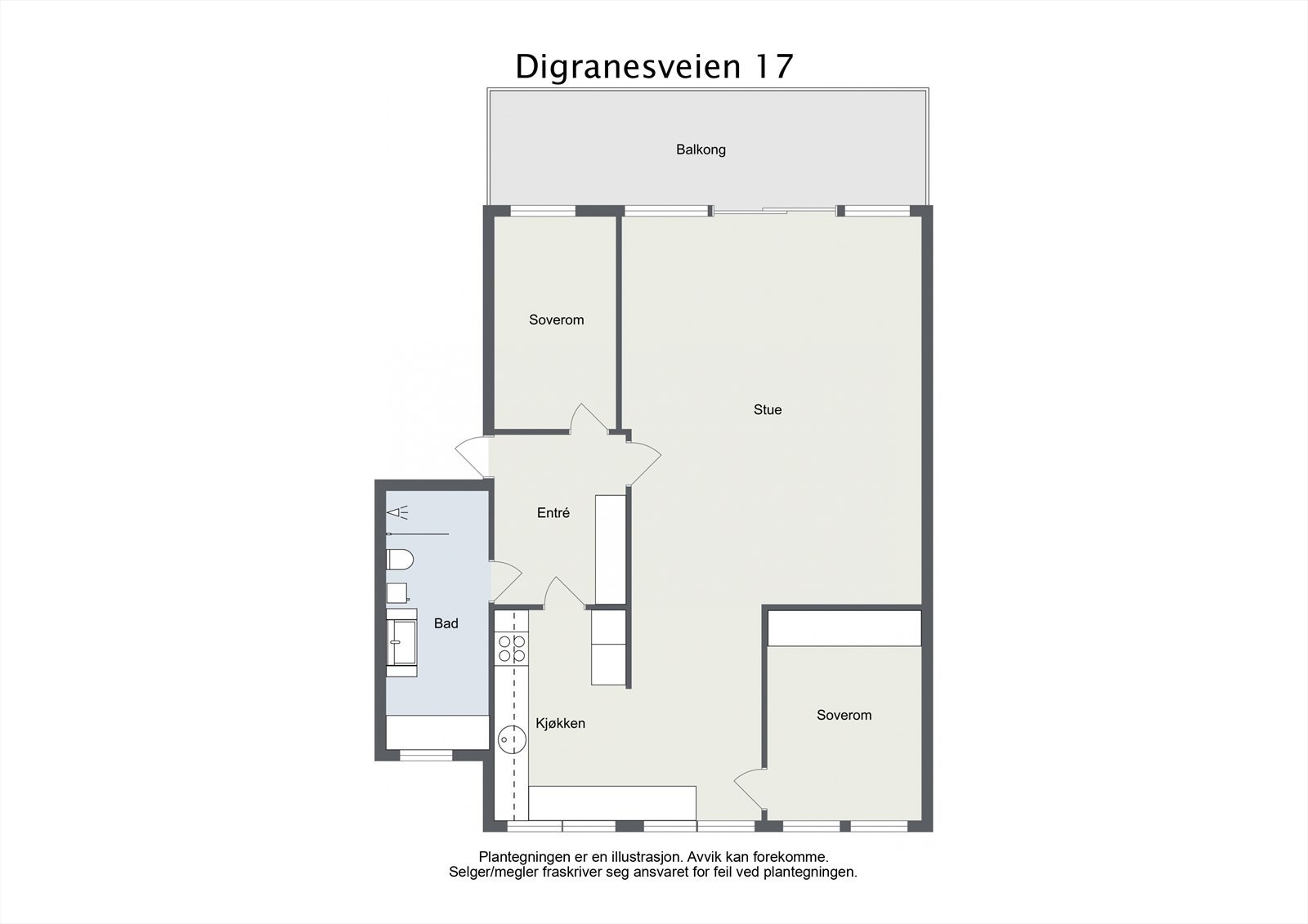 Planskisse. Leiligheten har 2 stk. eksterne boder i underetasjen. Galleribilde
