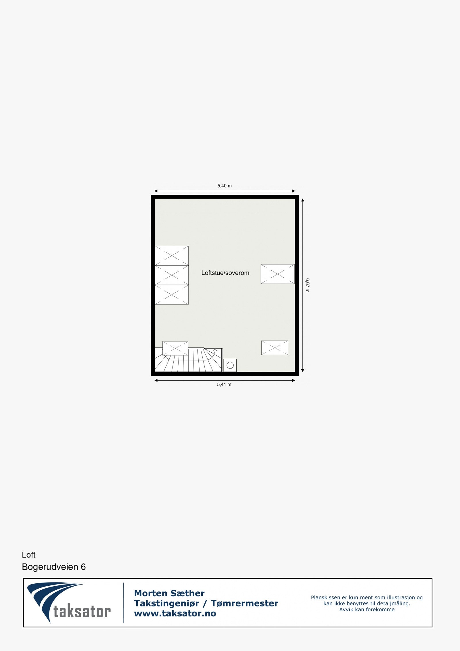 Plantegning loftsetasje. Galleribilde