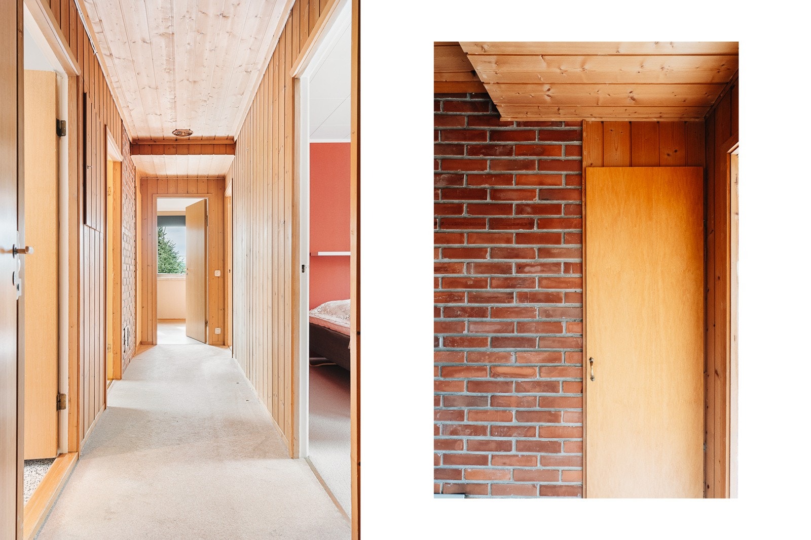 Panelet som er brukt i huset lå til tørk i 2 år før det ble satt opp. Selv etter alle disse årene er der ingen sprekker å se noe sted. Det er heller ingen synlige skjøter noen plass. Galleribilde