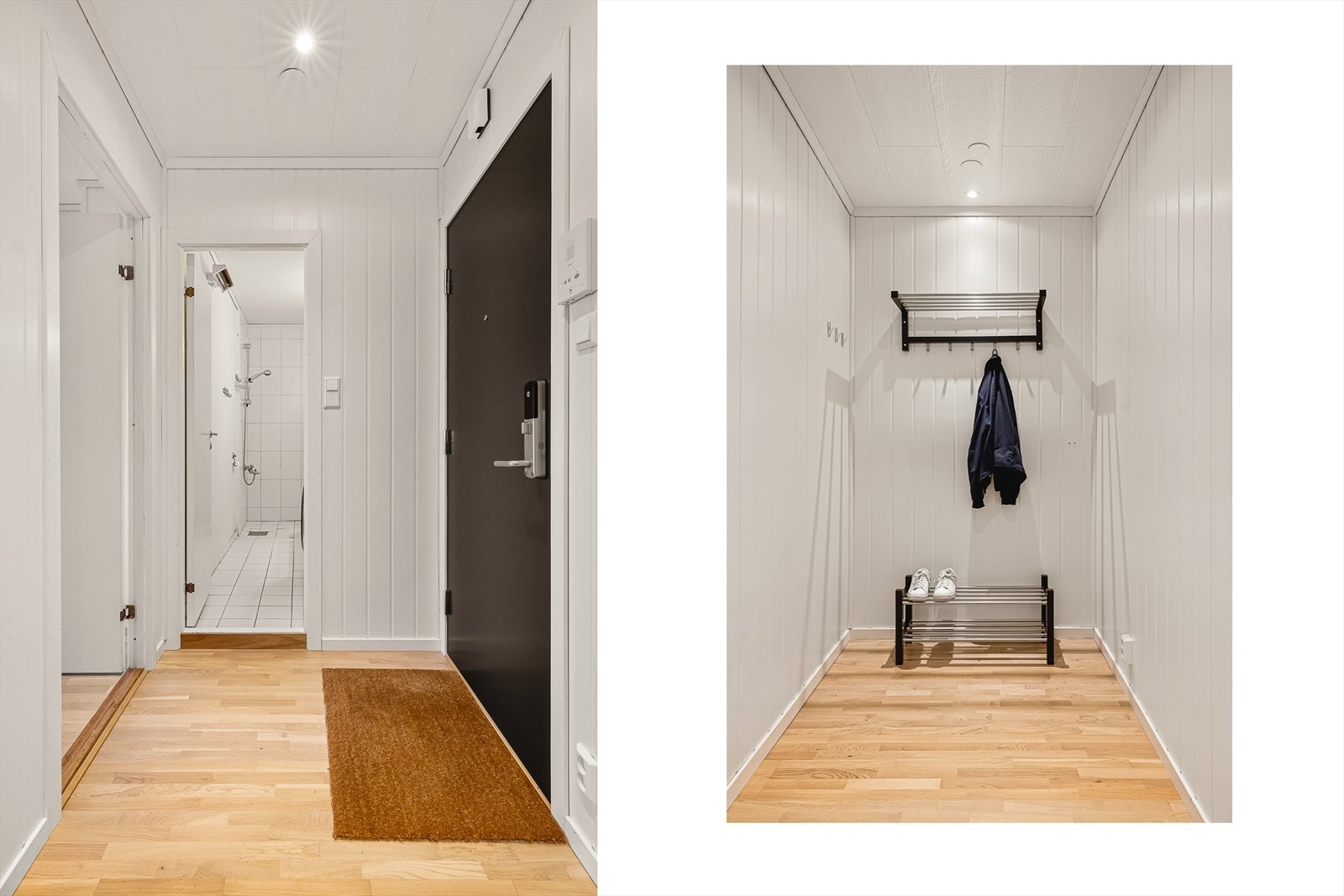Det første man kommer til er gangen. Her er det god plass til sko og ytterbekledning. Galleribilde