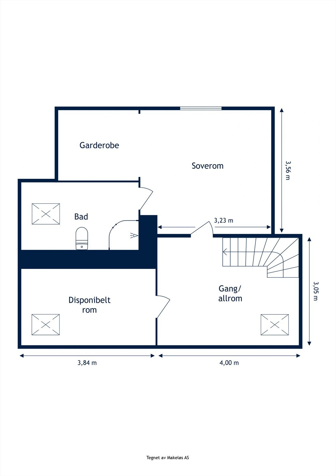 Plantegning loftsetasje. Galleribilde