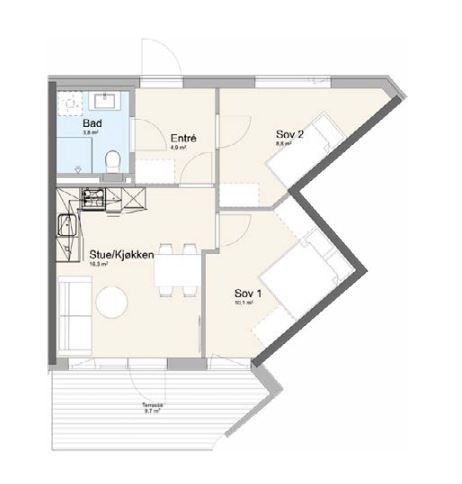 Plantegning av leiligheten. Galleribilde