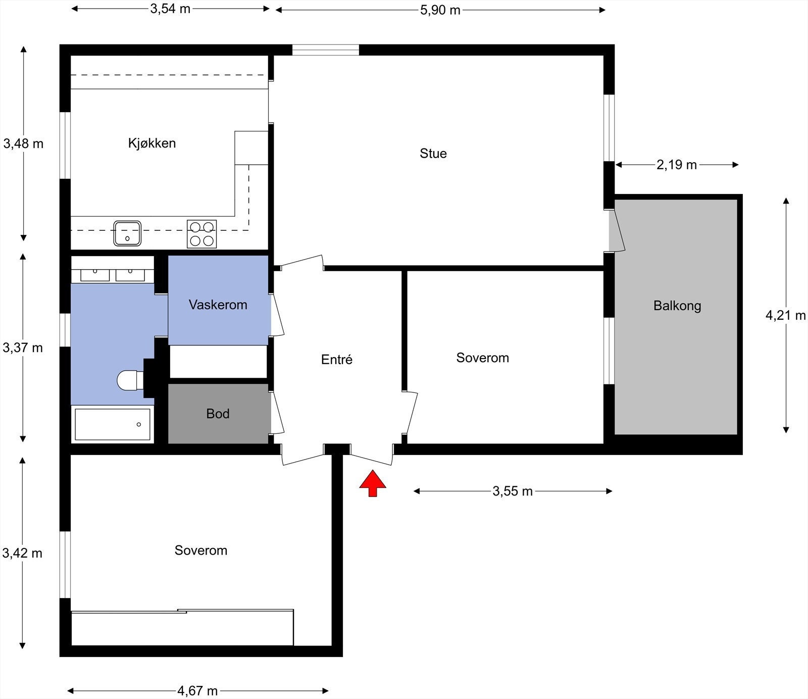 Planskisse med mål - Asperudtoppen 12 Galleribilde