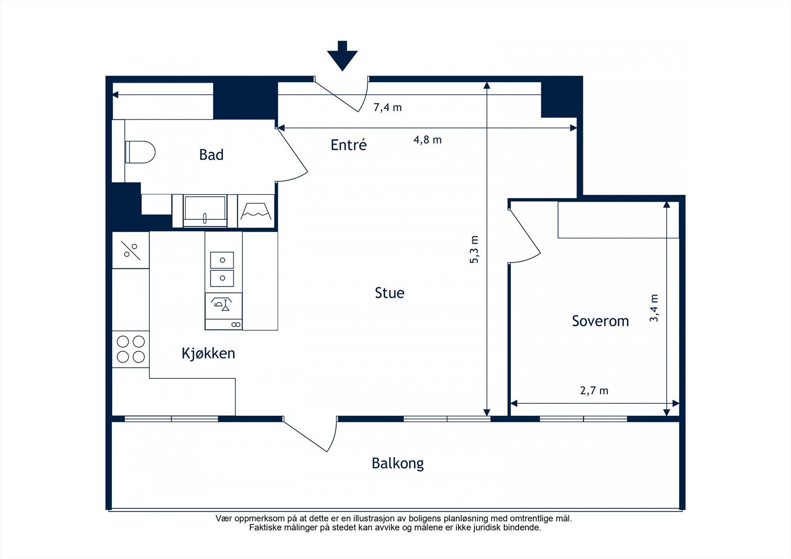 Boligen har beliggenhet i byggets 6. etasje og består av: Galleribilde