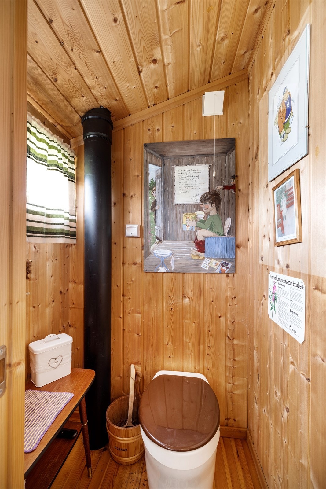 Innenfor vindfanget er det etablert et toalettrom med snurredo. Galleribilde