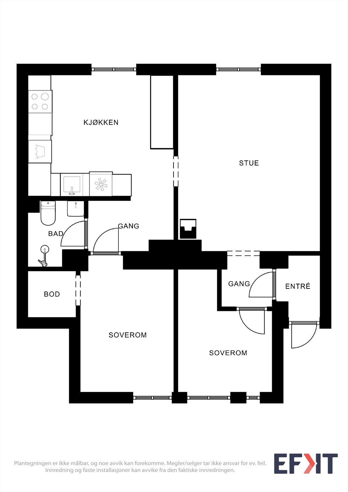 Gjennomgående og god planløsning! Galleribilde