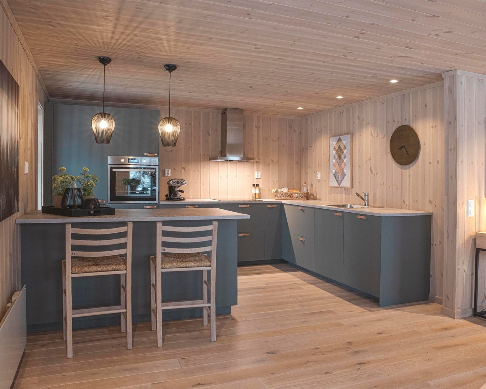 Foto fra kjøkken i vår visningshytte på Hellerudsletta Galleribilde