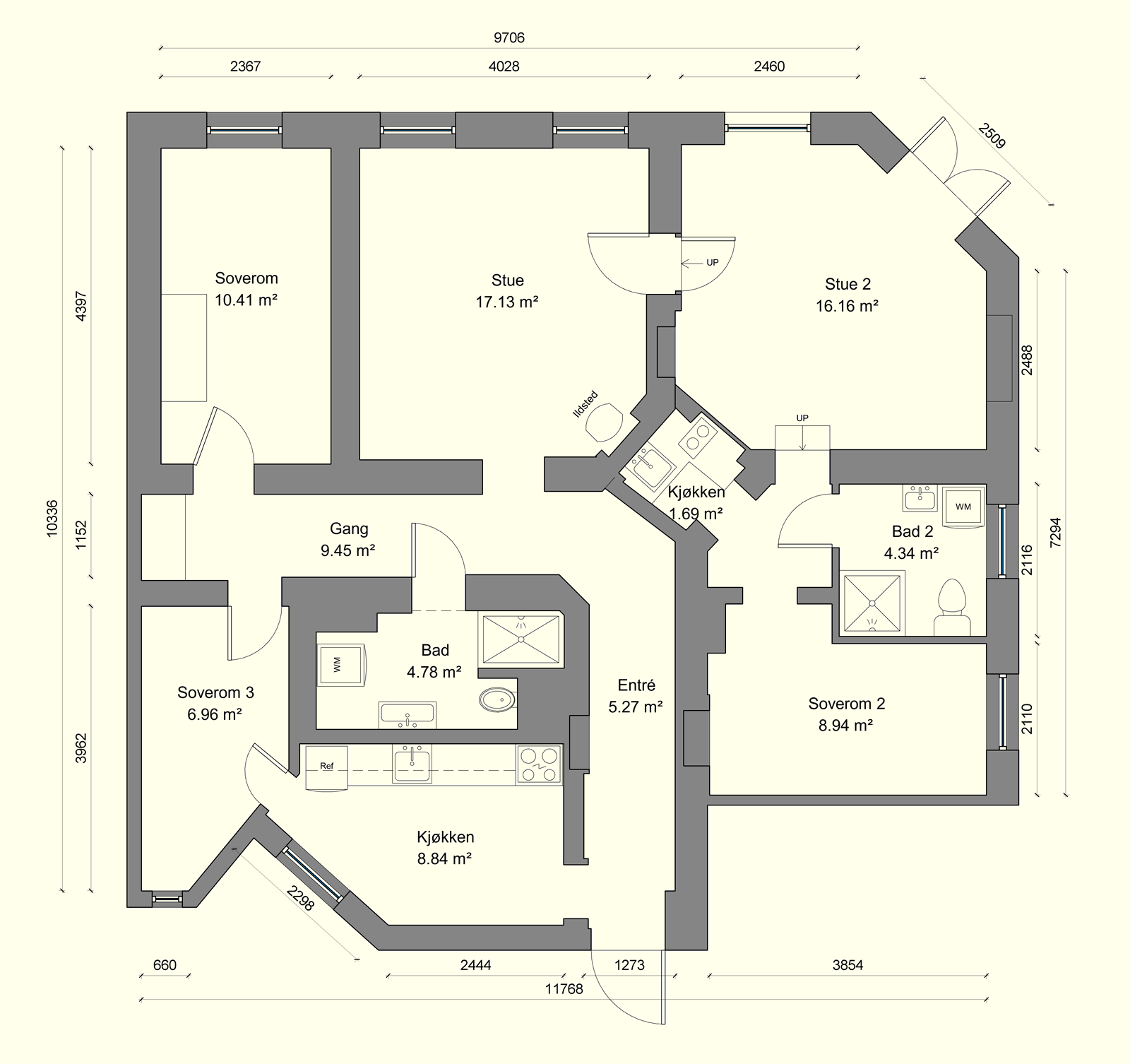 Vi starter med plantegningen slik at du får orientert deg i boligen. Galleribilde