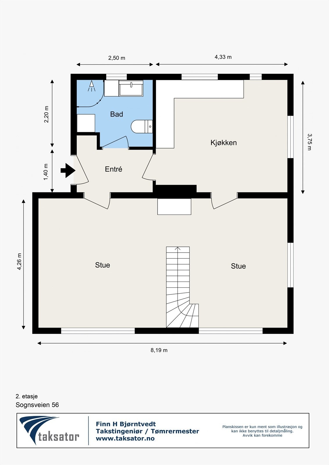 Oppmålt plantegning 2 etg. for leiligheten Galleribilde