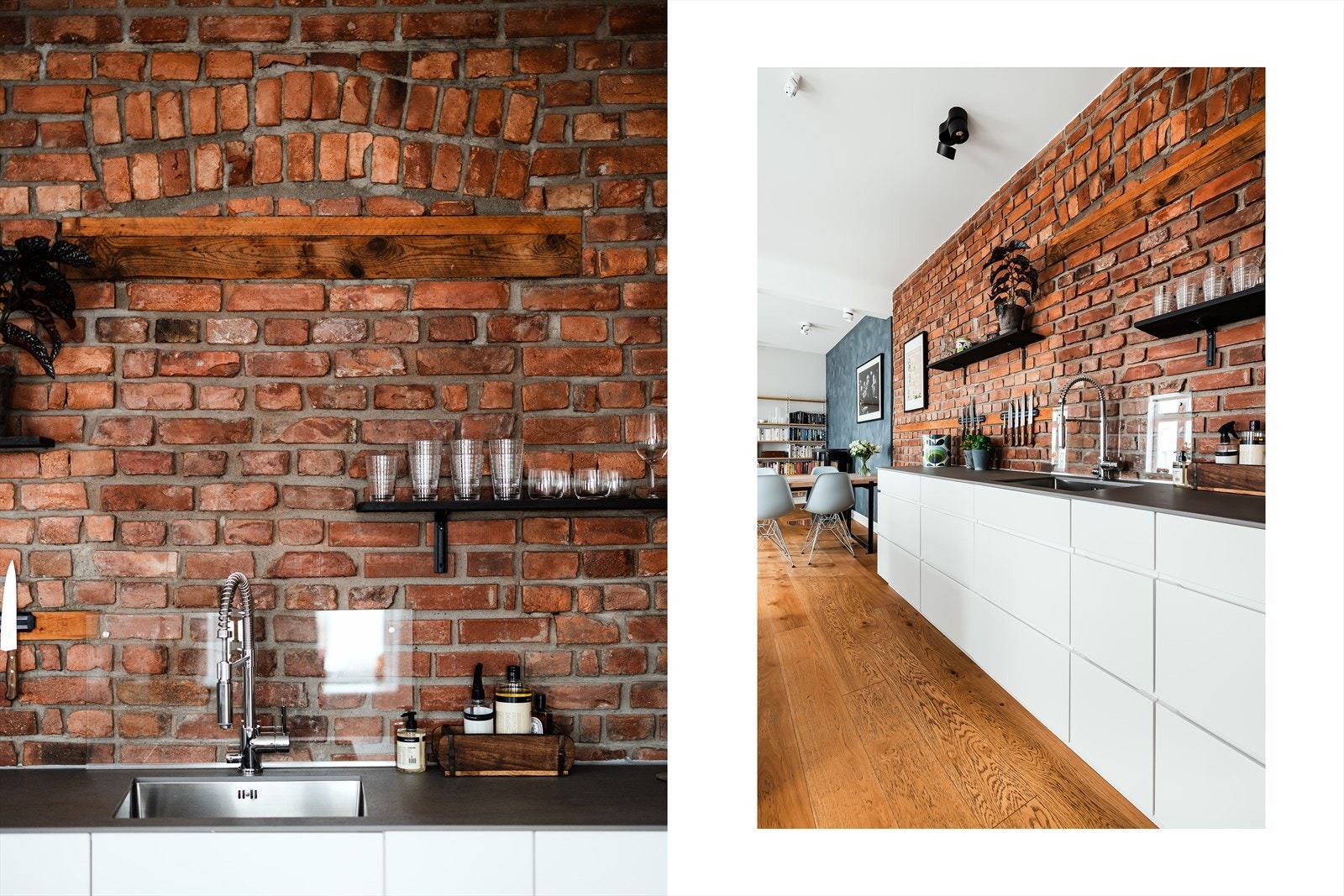 Klassisk flott teglstein-mur Galleribilde