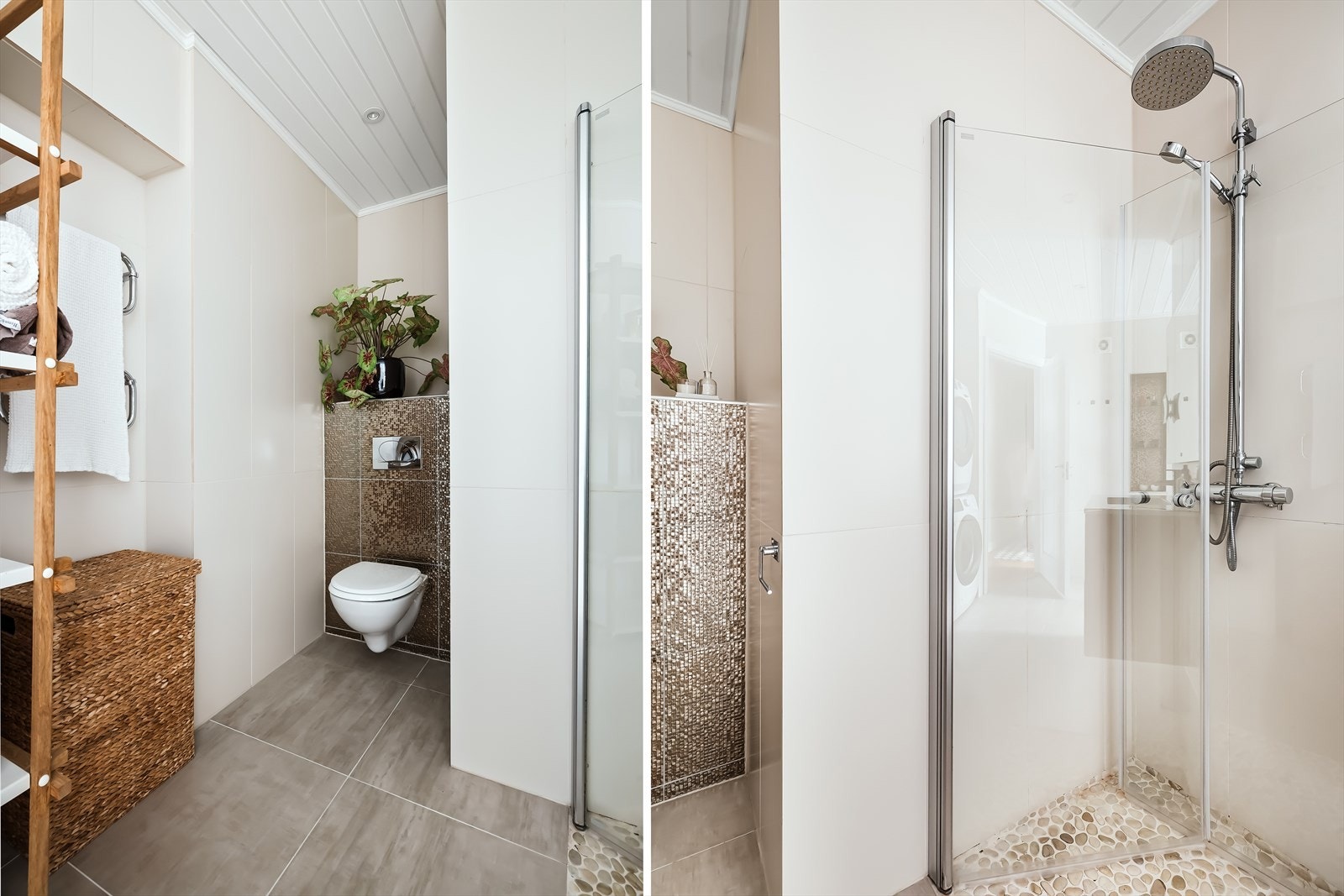 Størrelsen på badet gjør det også mulig å sette opp tørkestativ for finvasken uten at dette virker sjenerende Galleribilde