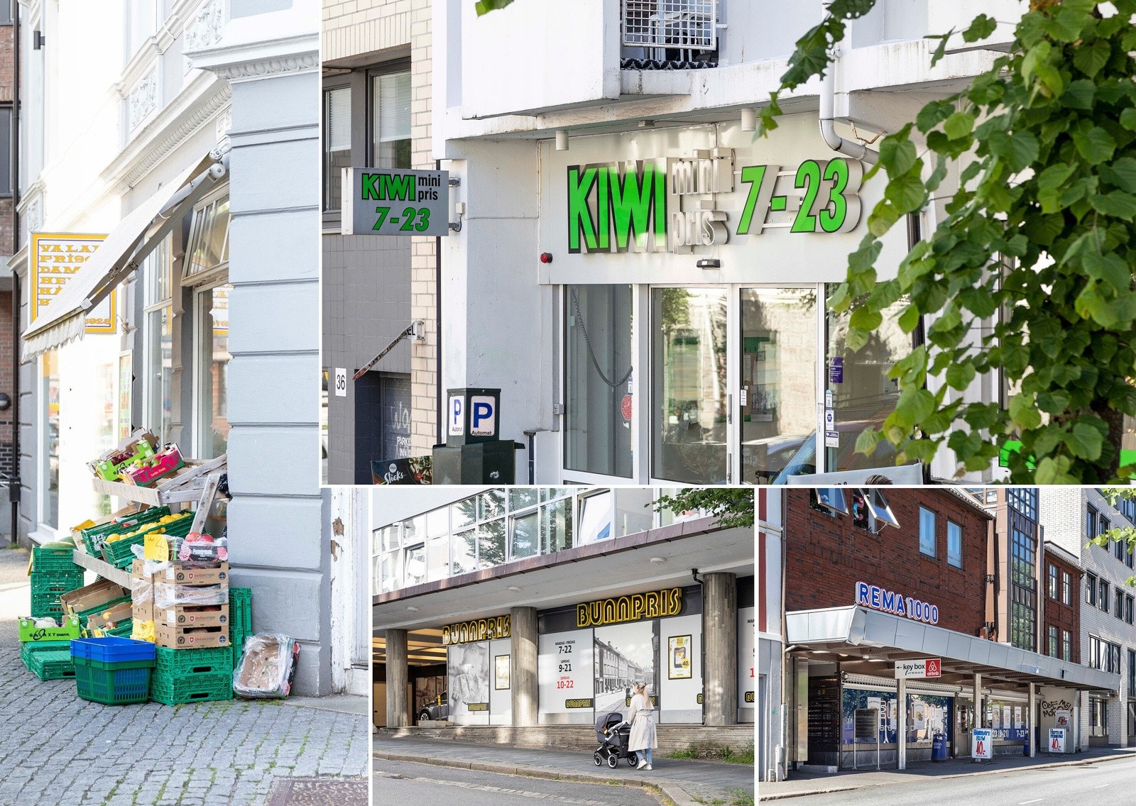 Det er flere dagligvarebutikker like ved, både kjedebutikker og lokalhandlere på hjørnet. Galleribilde
