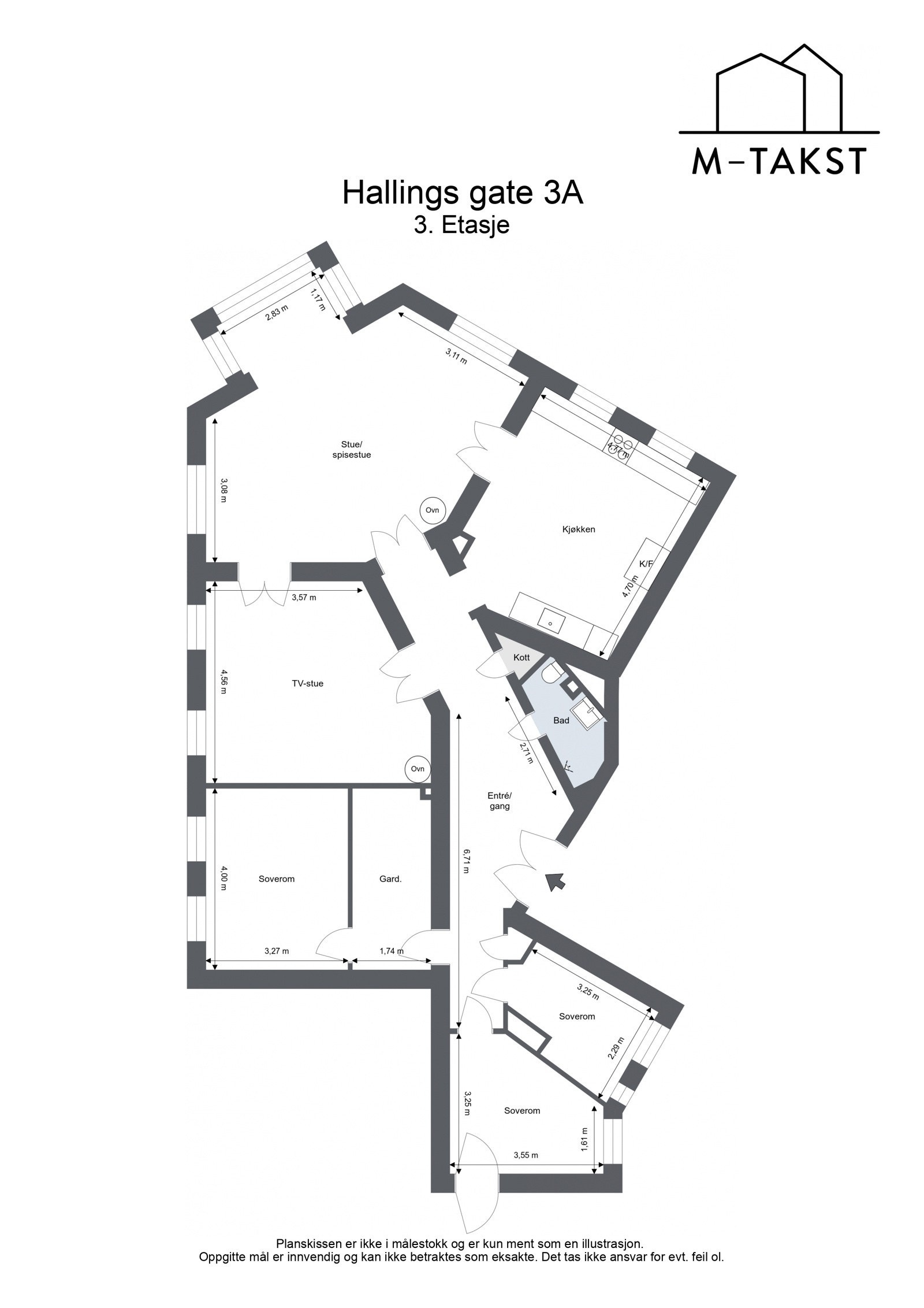 Planskisse - Hallings gate 3A - 3. Etasje Galleribilde