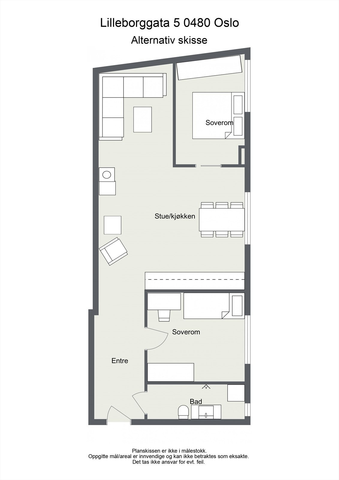 Alternativ plantegning - kjøper bærer selv risikoen for gjennomføringen av alternativ planløsning og mulighetene for dette. Galleribilde
