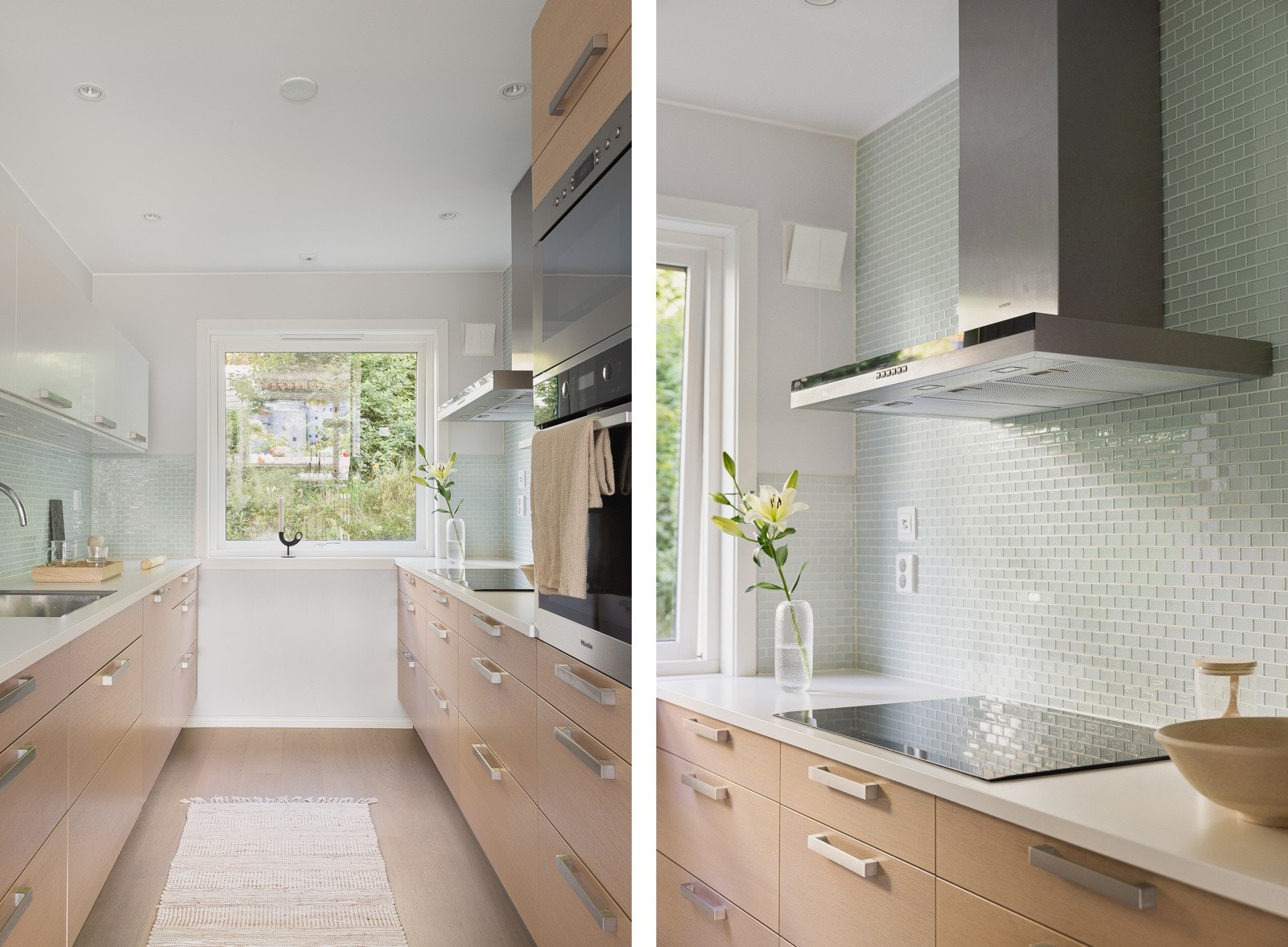 Av integrerte hvitevarer er det kjøleskap fra Siemens, mikro fra Whirlpool, oppvaskmaskin fra Grundig og stekeovn fra Miele. Det er også en ekstra bred platetopp fra Simens. Galleribilde