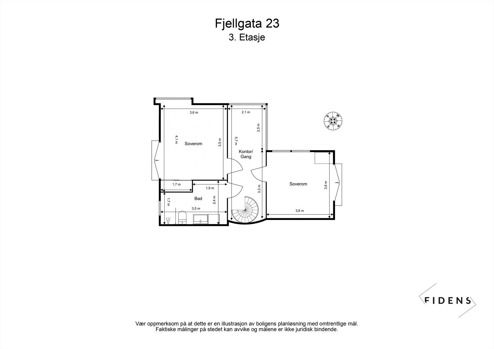 Plantegning 3. etasje Galleribilde
