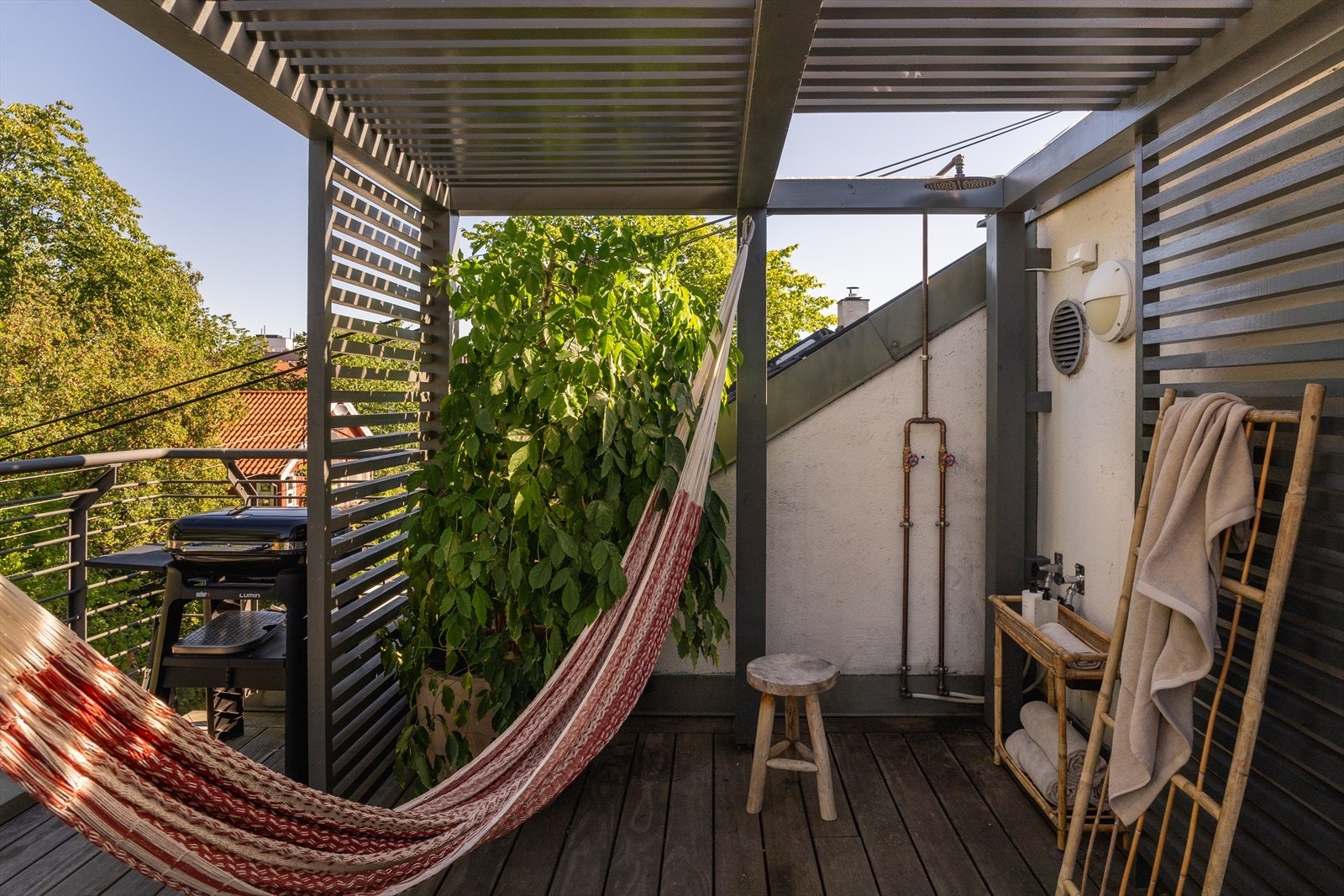 Nord- vestvendt takterrasse på ca. 14 kvm med utedusj og plass til grill Galleribilde