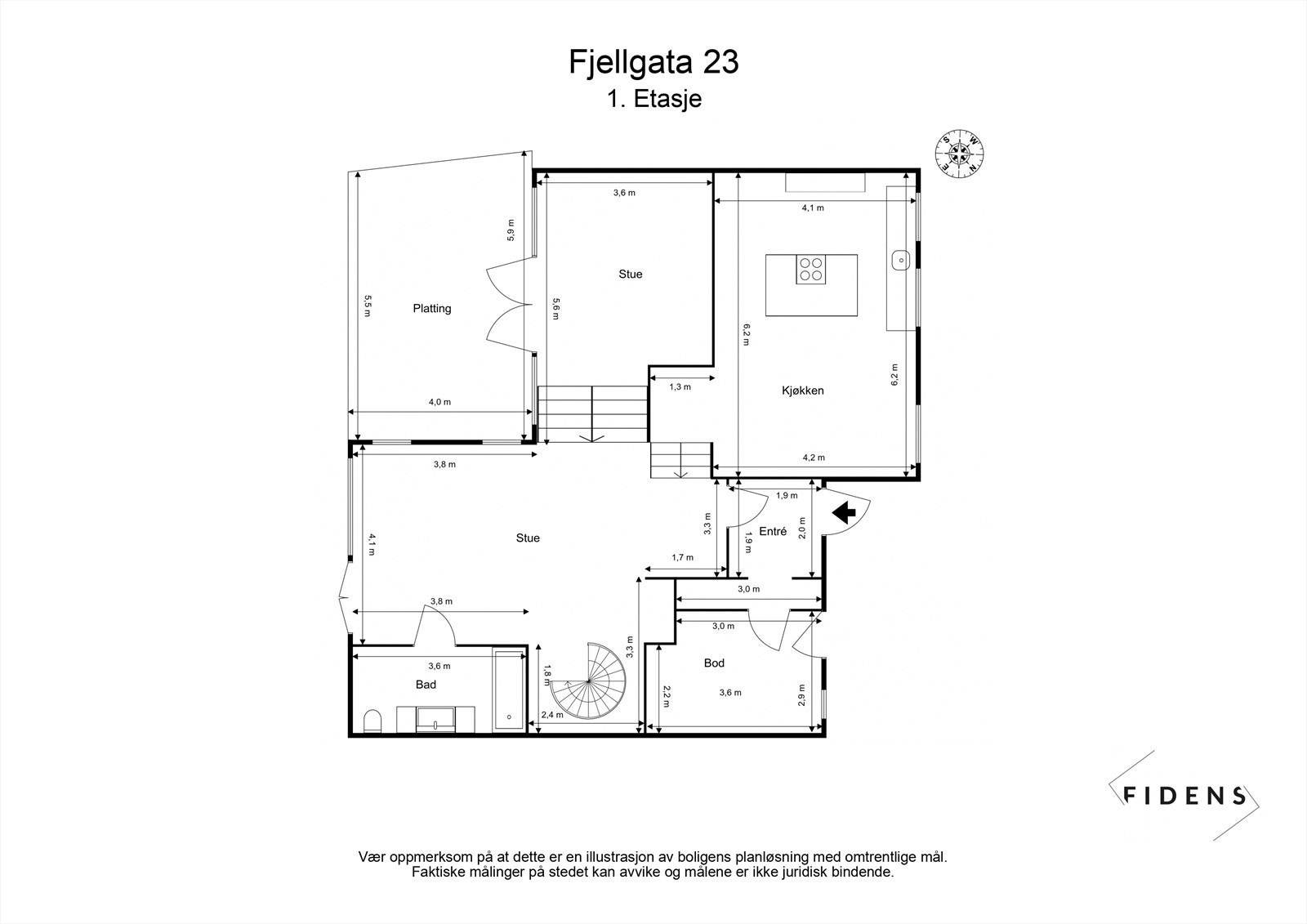 Plantegning 1. etasje Galleribilde