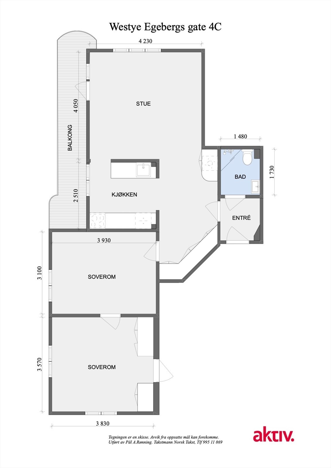 Planskisse - Utover innvendig areal disponerer leiligheten en kjellerbod på ca 3,1 m2 samt skapbod i kjeller og på loft. Galleribilde