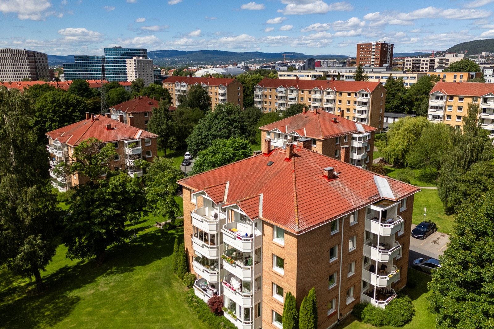 Dronebilde over borettslaget Galleribilde